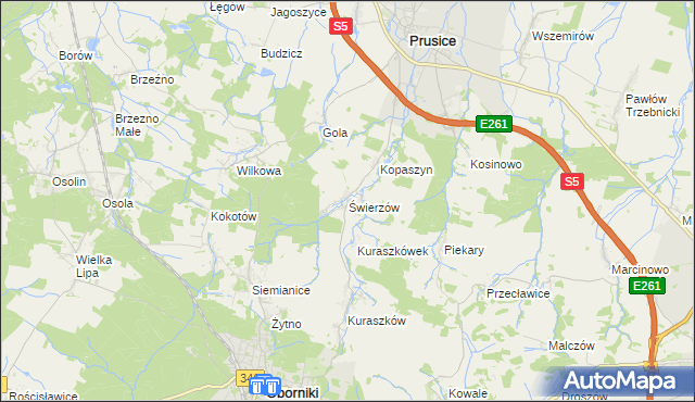 mapa Świerzów, Świerzów na mapie Targeo