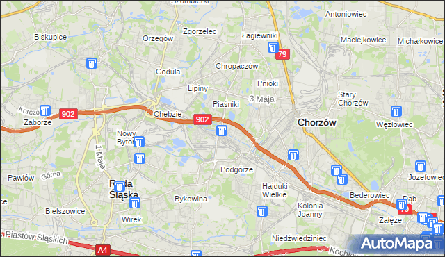 mapa Świętochłowice, Świętochłowice na mapie Targeo