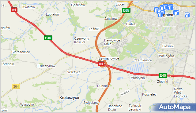 mapa Szymanowice gmina Krotoszyce, Szymanowice gmina Krotoszyce na mapie Targeo