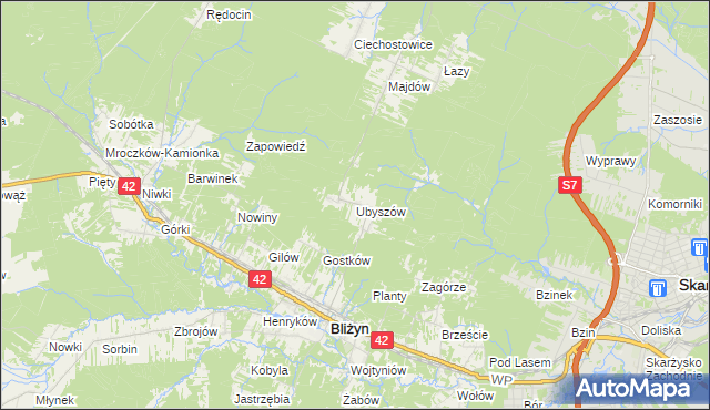 mapa Ubyszów, Ubyszów na mapie Targeo