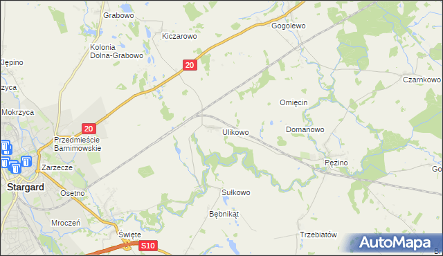 mapa Ulikowo, Ulikowo na mapie Targeo