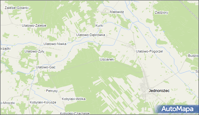 mapa Uścianek gmina Jednorożec, Uścianek gmina Jednorożec na mapie Targeo