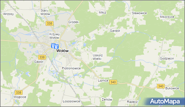 mapa Uskorz Wielki, Uskorz Wielki na mapie Targeo