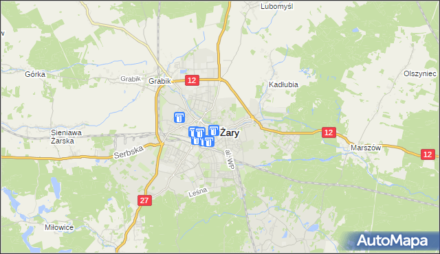 mapa Żary, Żary na mapie Targeo