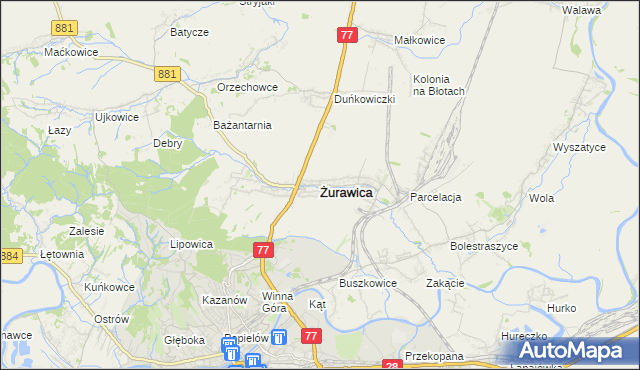 mapa Żurawica powiat przemyski, Żurawica powiat przemyski na mapie Targeo