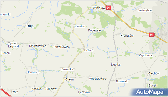 mapa Dębice gmina Malczyce, Dębice gmina Malczyce na mapie Targeo