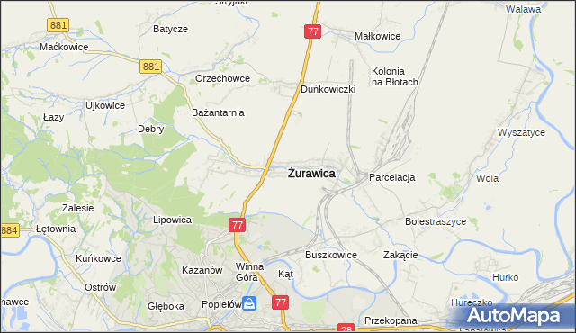 mapa Żurawica powiat przemyski, Żurawica powiat przemyski na mapie Targeo