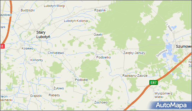 mapa Podbielko, Podbielko na mapie Targeo