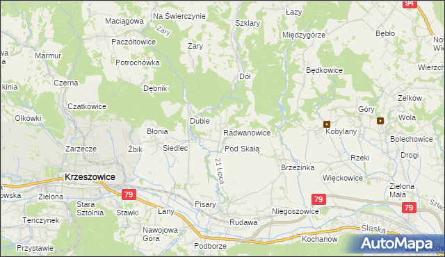 mapa Radwanowice, Radwanowice na mapie Targeo