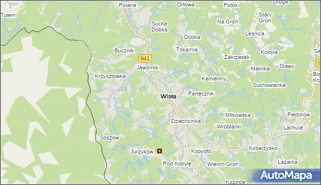 mapa Wisła, Wisła na mapie Targeo