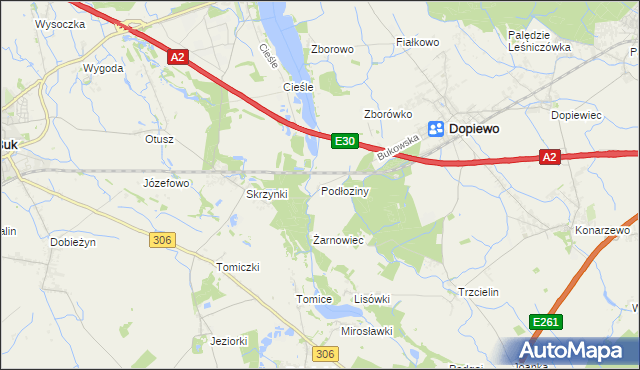 mapa Podłoziny, Podłoziny na mapie Targeo