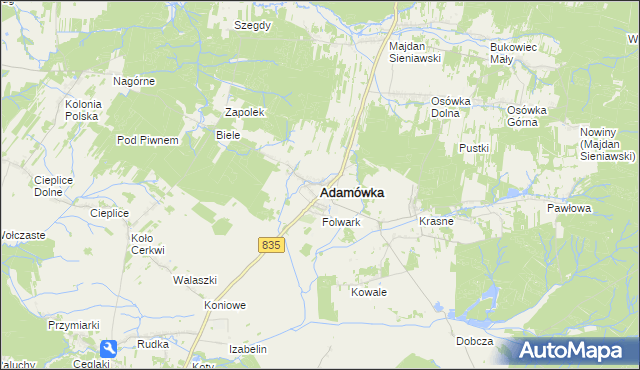 mapa Adamówka powiat przeworski, Adamówka powiat przeworski na mapie Targeo