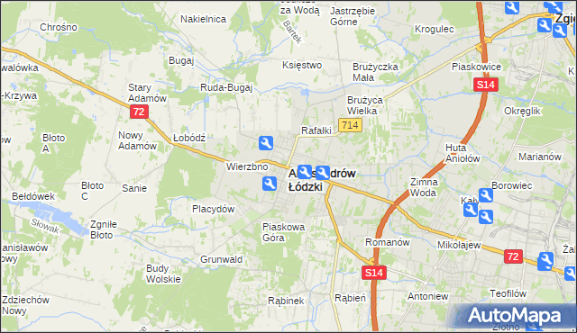 mapa Aleksandrów Łódzki, Aleksandrów Łódzki na mapie Targeo
