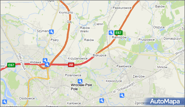 mapa Biskupice gmina Wisznia Mała, Biskupice gmina Wisznia Mała na mapie Targeo
