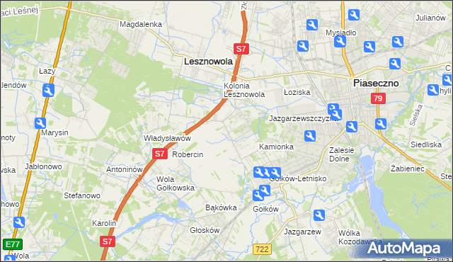 mapa Bobrowiec gmina Piaseczno, Bobrowiec gmina Piaseczno na mapie Targeo