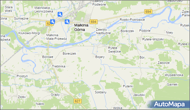 mapa Bojary gmina Kosów Lacki, Bojary gmina Kosów Lacki na mapie Targeo