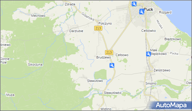 mapa Brudzewo gmina Puck, Brudzewo gmina Puck na mapie Targeo