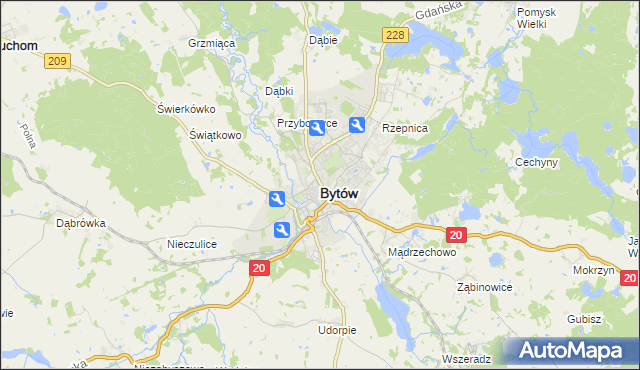 mapa Bytów, Bytów na mapie Targeo