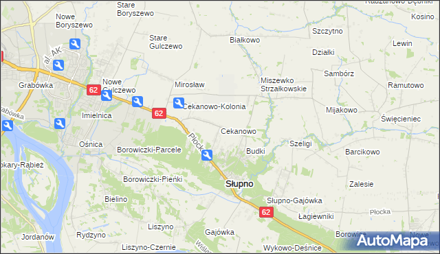 mapa Cekanowo gmina Słupno, Cekanowo gmina Słupno na mapie Targeo