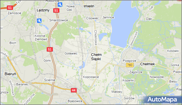 mapa Chełm Śląski, Chełm Śląski na mapie Targeo