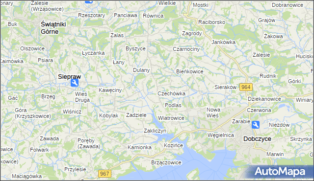 mapa Czechówka gmina Siepraw, Czechówka gmina Siepraw na mapie Targeo