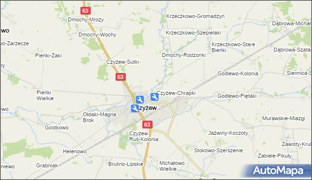 mapa Czyżew-Chrapki, Czyżew-Chrapki na mapie Targeo