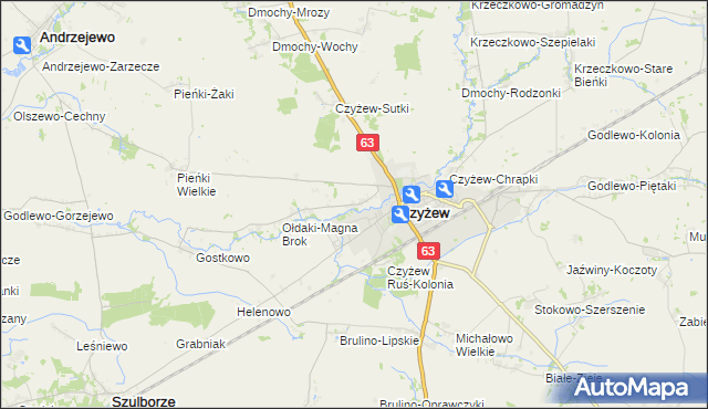 mapa Czyżew Ruś-Wieś, Czyżew Ruś-Wieś na mapie Targeo