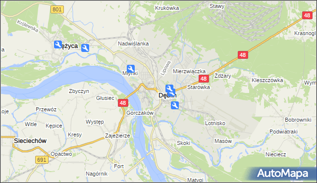 mapa Dęblin, Dęblin na mapie Targeo