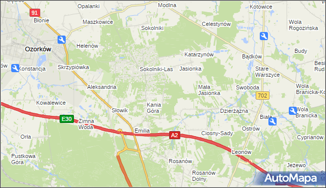 mapa Dębniak gmina Zgierz, Dębniak gmina Zgierz na mapie Targeo