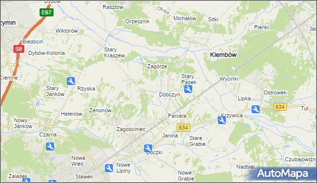 mapa Dobczyn gmina Klembów, Dobczyn gmina Klembów na mapie Targeo