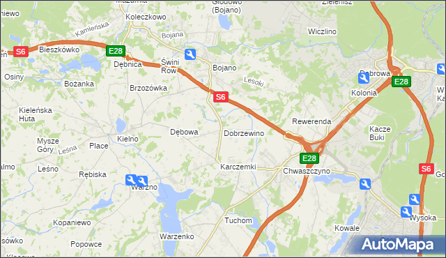 mapa Dobrzewino, Dobrzewino na mapie Targeo