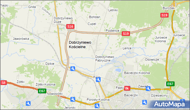 mapa Dobrzyniewo Fabryczne, Dobrzyniewo Fabryczne na mapie Targeo