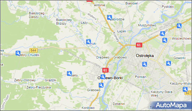 mapa Drężewo, Drężewo na mapie Targeo
