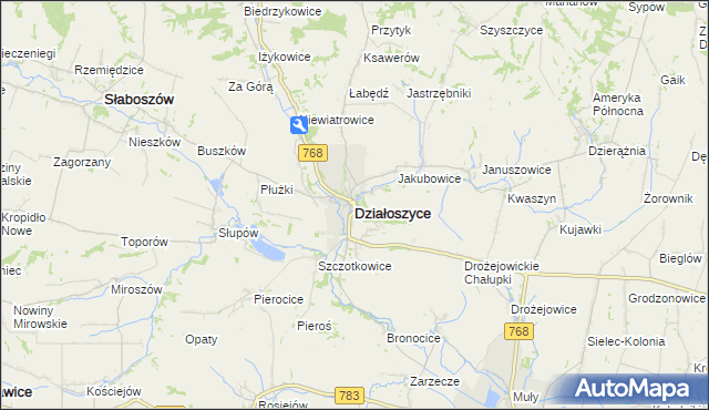 mapa Działoszyce, Działoszyce na mapie Targeo