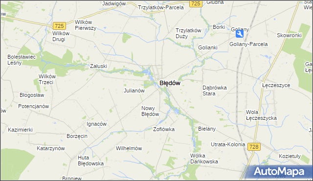 mapa Fabianów gmina Błędów, Fabianów gmina Błędów na mapie Targeo