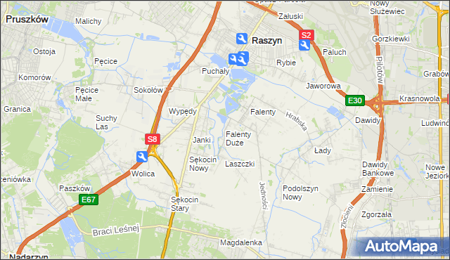 mapa Falenty Duże, Falenty Duże na mapie Targeo
