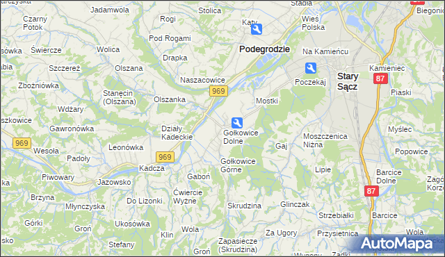 mapa Gołkowice Dolne, Gołkowice Dolne na mapie Targeo