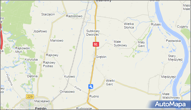 mapa Gręblin, Gręblin na mapie Targeo