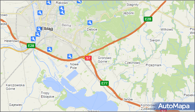 mapa Gronowo Górne, Gronowo Górne na mapie Targeo