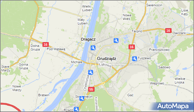 mapa Grudziądza, Grudziądz na mapie Targeo
