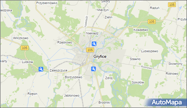 mapa Gryfice, Gryfice na mapie Targeo