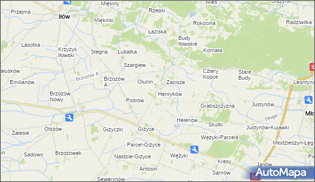 mapa Henryków gmina Iłów, Henryków gmina Iłów na mapie Targeo