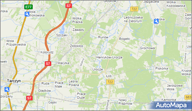 mapa Henryków-Urocze, Henryków-Urocze na mapie Targeo