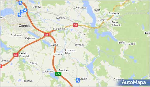 mapa Idzbark, Idzbark na mapie Targeo
