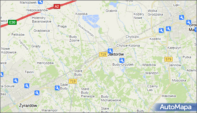mapa Jaktorów-Kolonia, Jaktorów-Kolonia na mapie Targeo