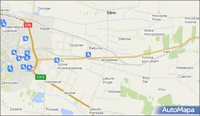 mapa Jarosławiec gmina Sitno, Jarosławiec gmina Sitno na mapie Targeo