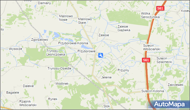 mapa Jelonki gmina Ostrów Mazowiecka, Jelonki gmina Ostrów Mazowiecka na mapie Targeo