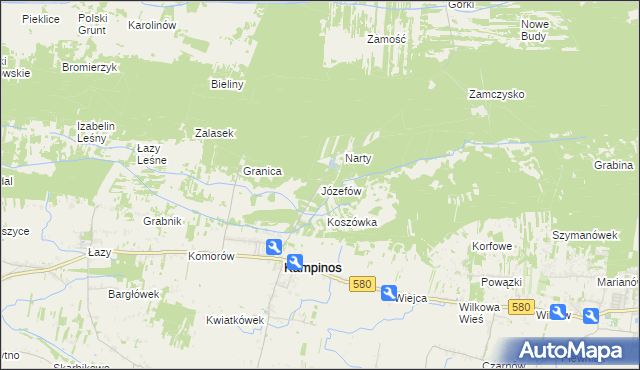 mapa Józefów gmina Kampinos, Józefów gmina Kampinos na mapie Targeo