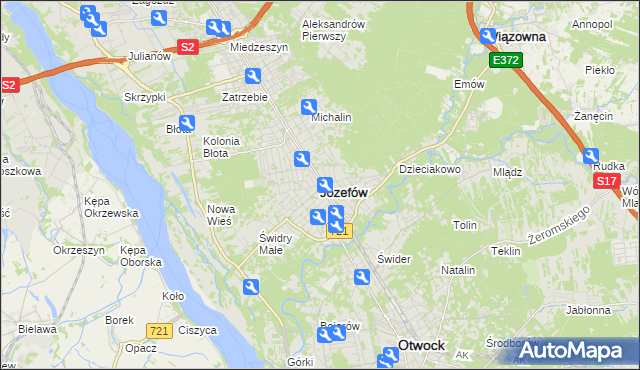 mapa Józefów powiat otwocki, Józefów powiat otwocki na mapie Targeo