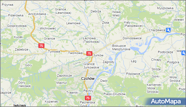 mapa Jurków gmina Czchów, Jurków gmina Czchów na mapie Targeo